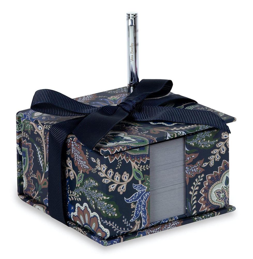 Vera Bradley Note Cube with 400 Blank Sheets and Black Ink Pen Cute Paper Holder